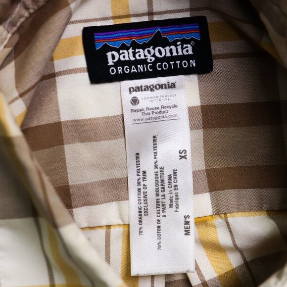 Patagonia Long-Sleeved Fezzman Shirt Plaid Button Down Wildlands El Cap Khaki XS - Picture 5 of 5